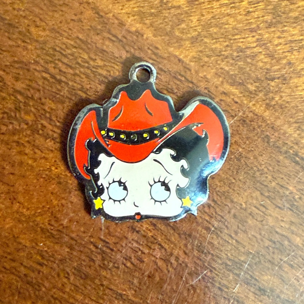 Betty Boop Cowboy Hat Charm Pendant Enamel Pin Metal Made‎ in China